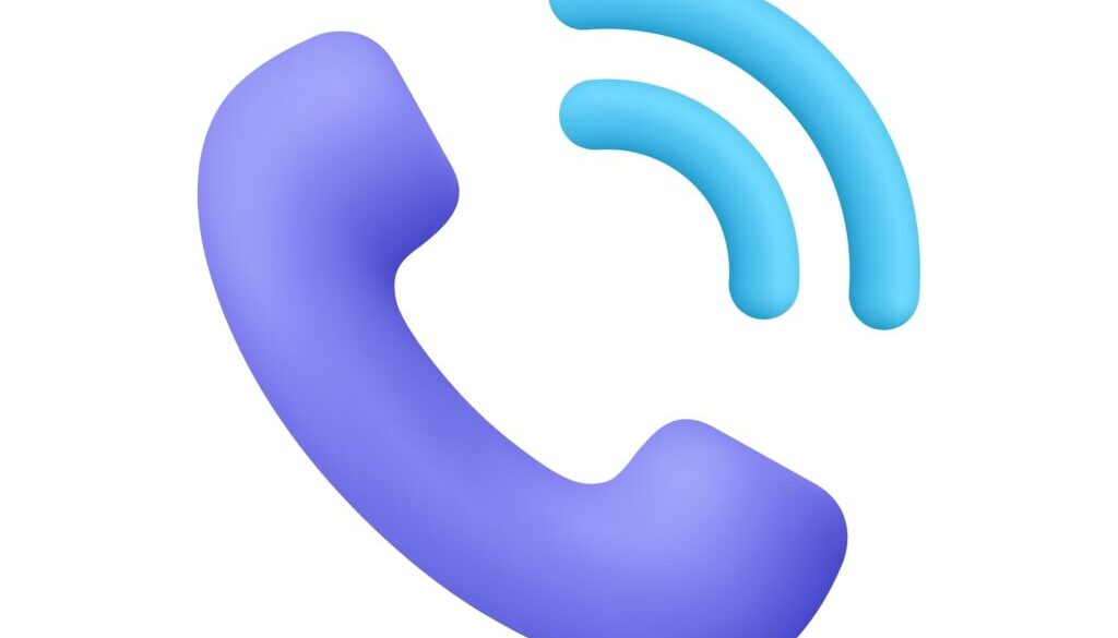 Purple,Phone,Handset,With,Blue,Signal,Ringing,Waves.,Phone,Call,