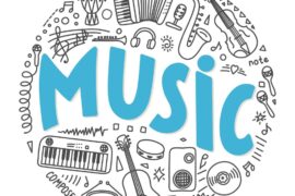Music.,School,Subjects.,Hand,Drawn,Doodles,And,Lettering,On,White